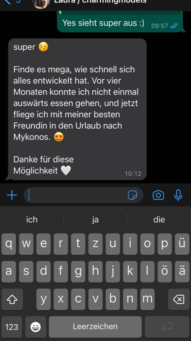 Creator message about her growth after four months